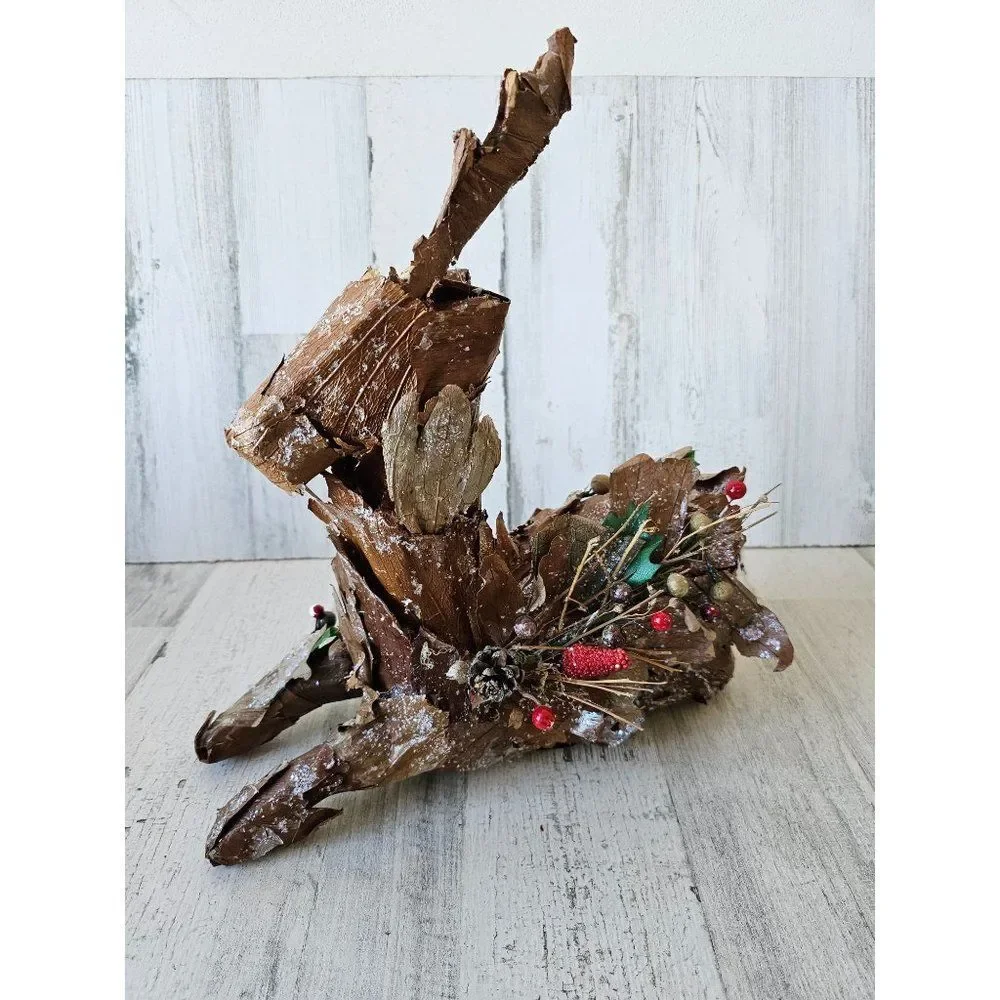Leaf reindeer deer Xmas decor cabin rustic large as is